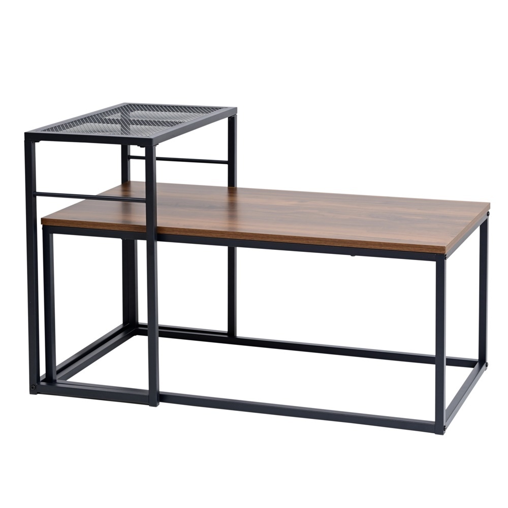 Rete センターテーブル 鉄製 男前 ブラック×ブラウン拍卖