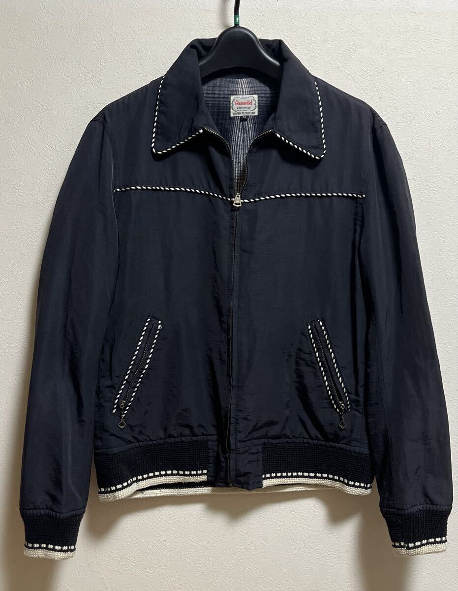 GREASEVILLE ジャケット M 黒 ツートン パイピング ギャバジャン リブジャン 50s ロカビリー ヴィンテージ グリースヴィル ドライボーンズ拍卖