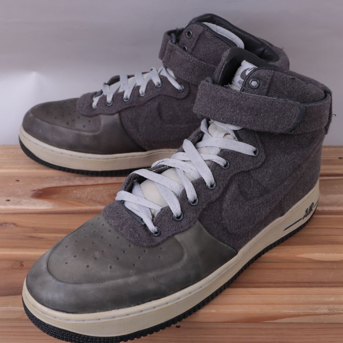 z3252 ナイキ エアフォース1 ハイ US10 28.0cm/灰 グレー ベージュ NIKE AIRFORCE1 HI メンズ スニーカー 中古拍卖