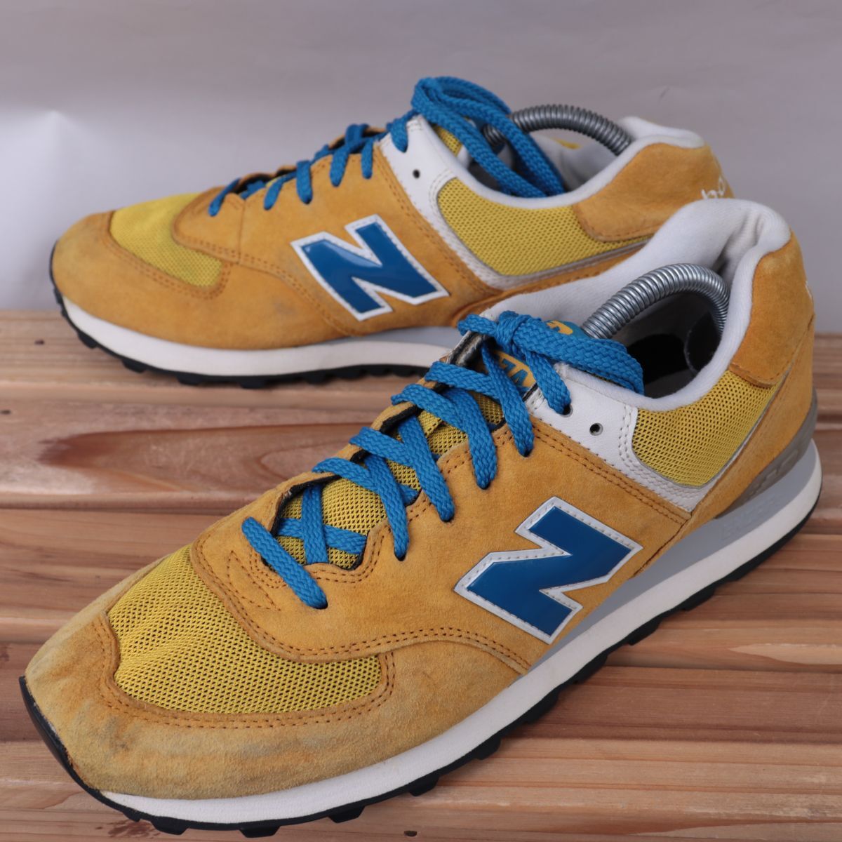 z3226【574】ニューバランス US10 28.0cm/キャメル マスタード ブルー newbalance メンズ スニーカー 中古拍卖