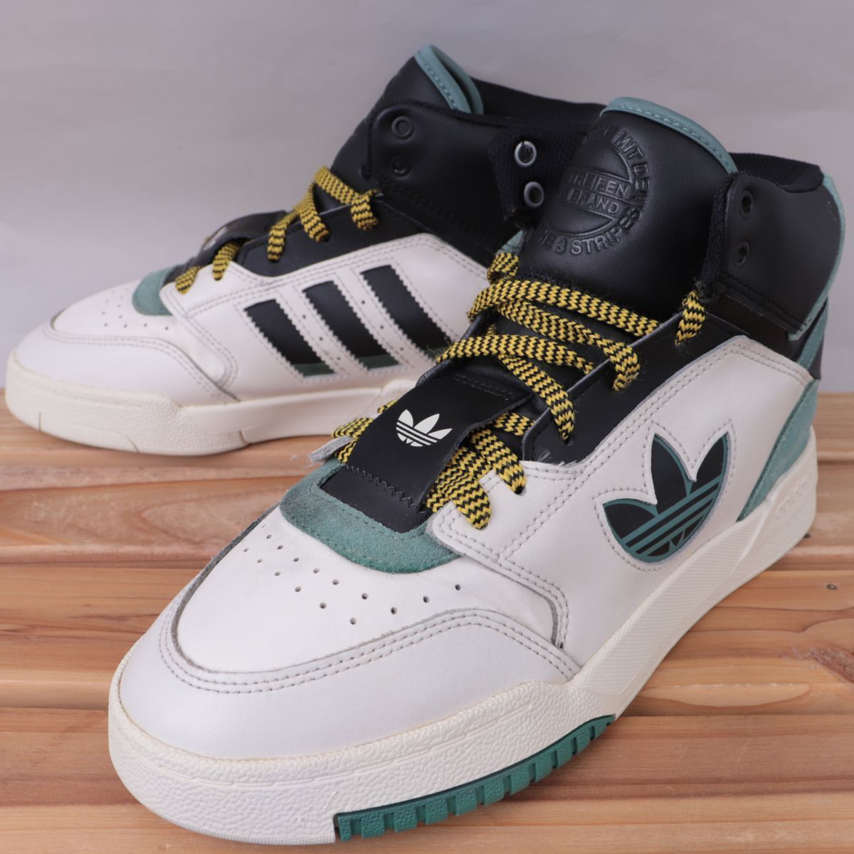 z3676 アディダス ドロップステップ XI US7 25.0cm/白 ホワイト 黒 グリーン系 adidas Drop Step XI メンズ ユニセックス スニーカー 中古拍卖