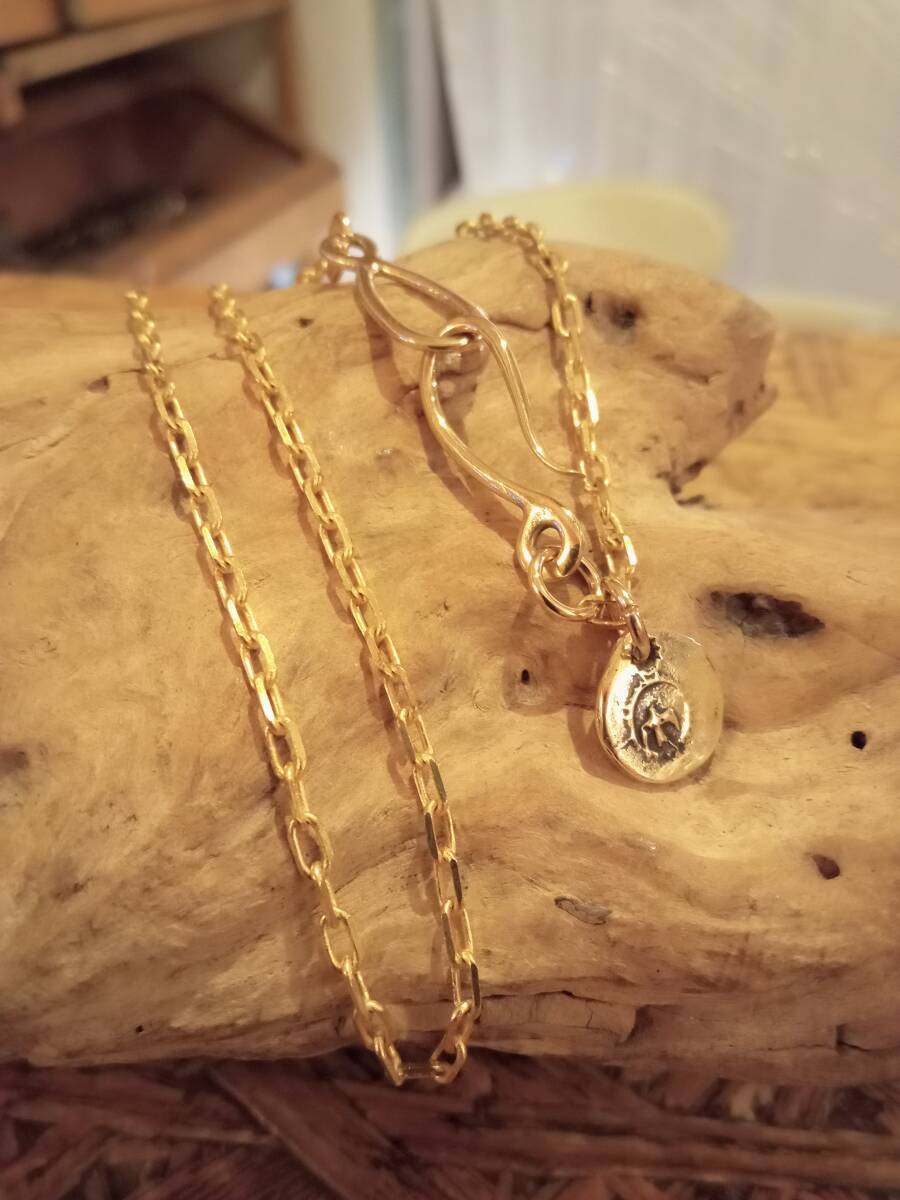 全金色,メタルトップ,タタキ小,オールドフック,細角デザインチェーン,カスタムネックレス,ゴールド金色,インディアン,ネイティブ拍卖