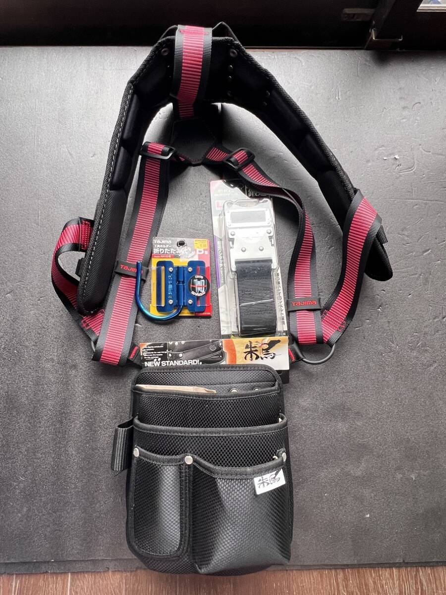 タジマ サスペンダー/胴当てベルトセット(Lサイズ):未使用開封品 BWL145 胴ベルト (Lサイズ): 工具ホルダー・腰袋:新品未使用 拍卖