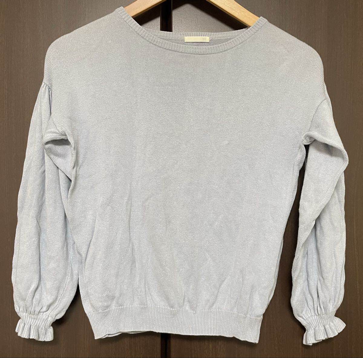 GIRLSフリルボリュームスリーブセーター【150】GU長袖 七分袖ニット 拍卖