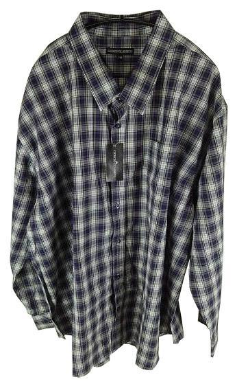 SS1321-8◇ 新品 メンズ シャツ 長袖 前ボタン 前開き 袖口ボタン 左胸ポケット 格子柄 替えボタン付き 5LBサイズ 紫 パープル 送料 350円拍卖