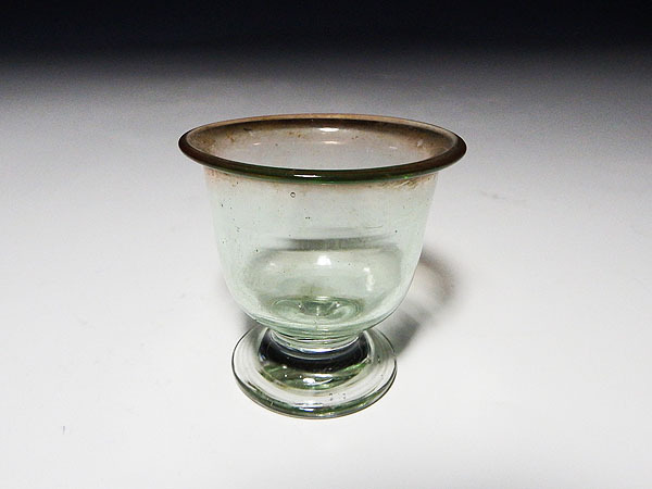 【桃】酒器ぐい呑み:透明薄茶縁小さな氷コップ拍卖