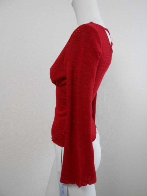 ♪新品★Biemme Body extra★長袖 カットソー Vネック バック レースアップ 袖口 フレア セクシー くびれ強調 胸裏地付き レディース M拍卖