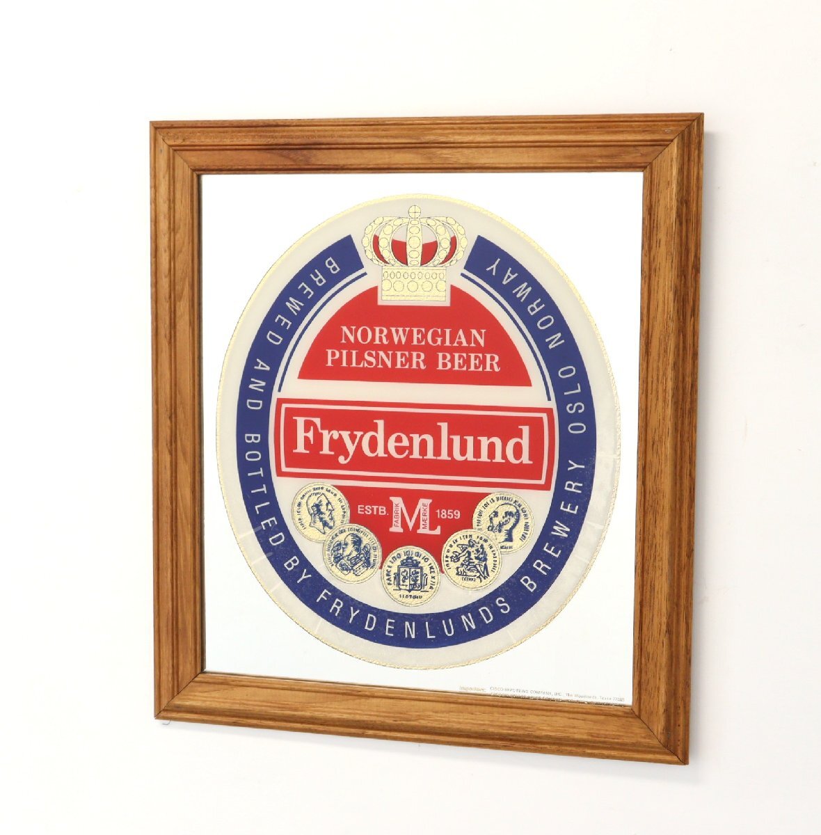 Frydenlund ヴィンテージ パブミラー /ノルウェー オスロ ピルスナー ビール 額装 ディスプレイ #702-30-238-311拍卖