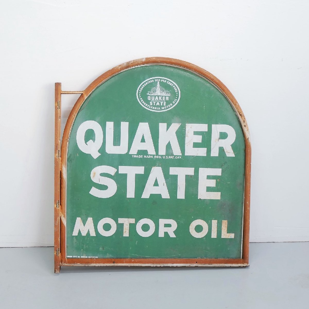 アメリカ ヴィンテージ 袖看板【#4788】QUAKER STATE MOTOR OIL クエーカーステイトモーターオイル ガレージ ディスプレイ拍卖