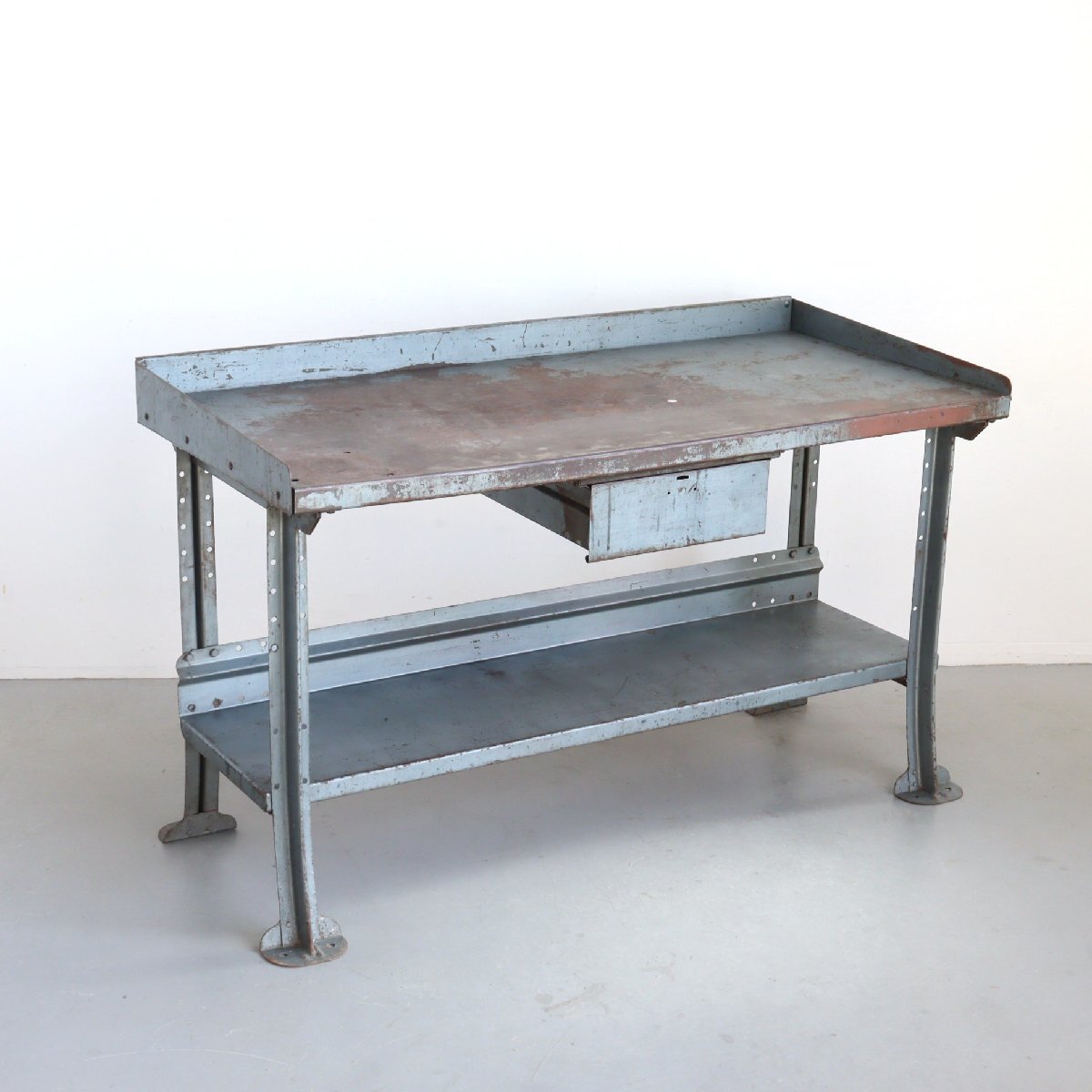 LYON ヴィンテージ ワークテーブル/スチール製 作業台 アメリカ アンティーク インダストリアル ディスプレイ ガレージ#702-100-64-59拍卖