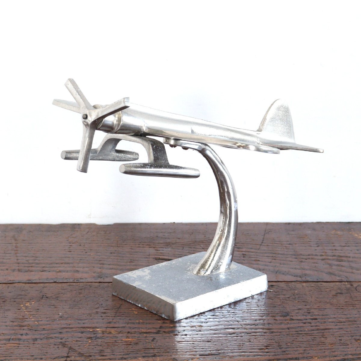 60s ヴィンテージ アルミニウム製 エアプレイン/ アメリカ エアプレイン 飛行機模型 メタルオブジェ 置物 モデルプレーン #705-70-89-239拍卖