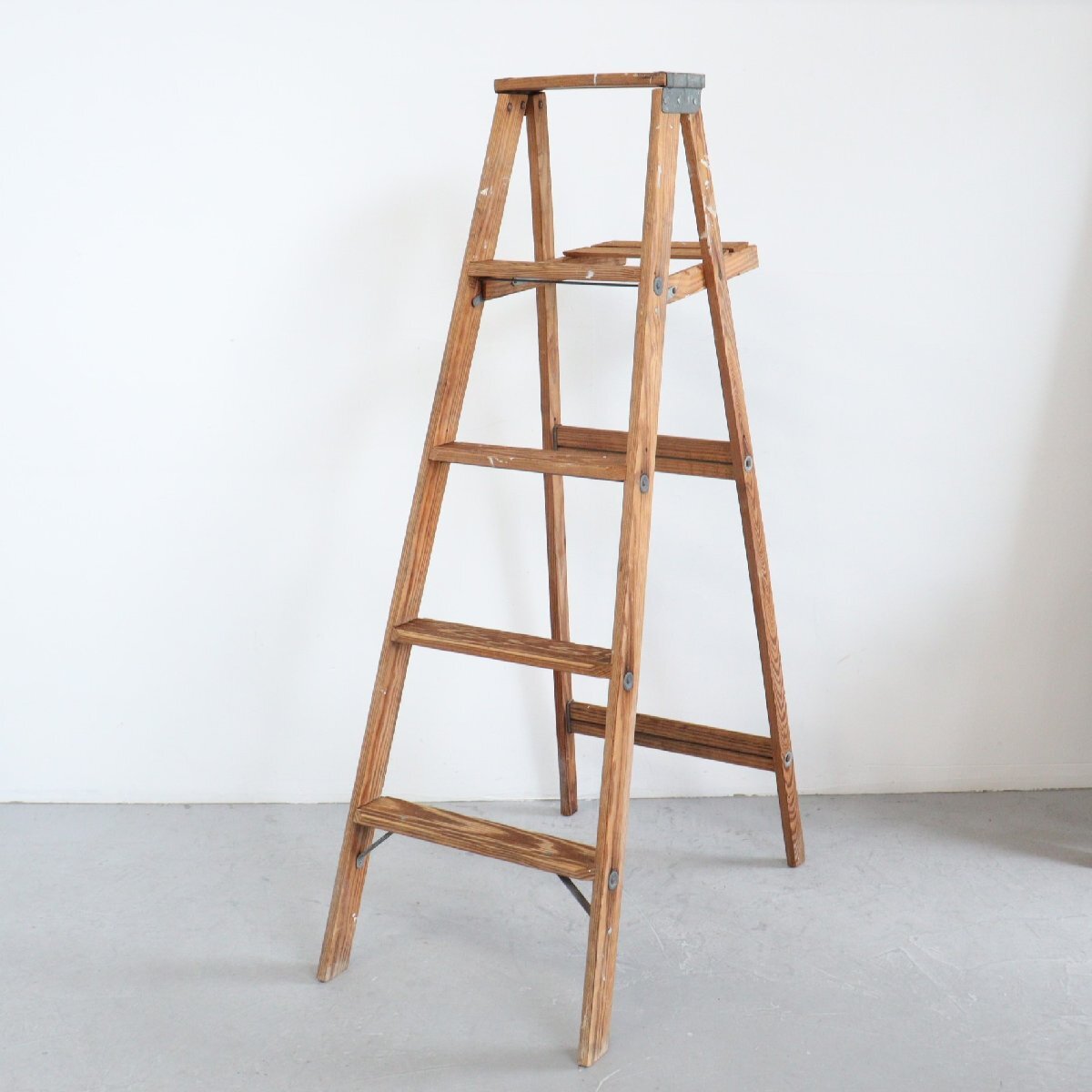 アメリカ ヴィンテージ 5段 脚立 / 木製ラダー stepladder ディスプレイ 店舗什器 ガーデニング アンティーク 雑貨 #606-25-172-11拍卖