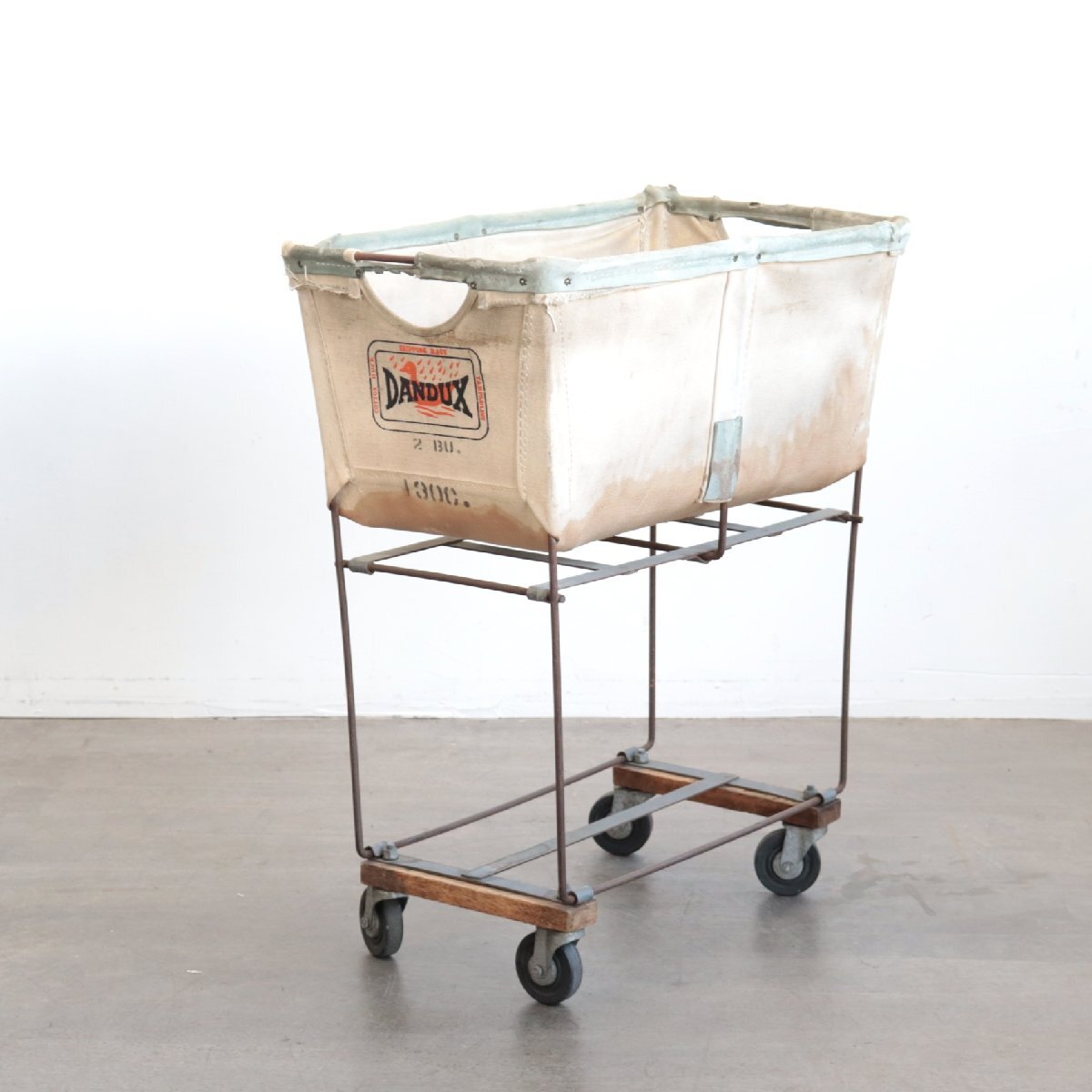 #4516 ヴィンテージ 【DANDAX】 バスケット ダンダックス キャンバス地 ワゴン カート ランドリー インダストリアル 什器拍卖