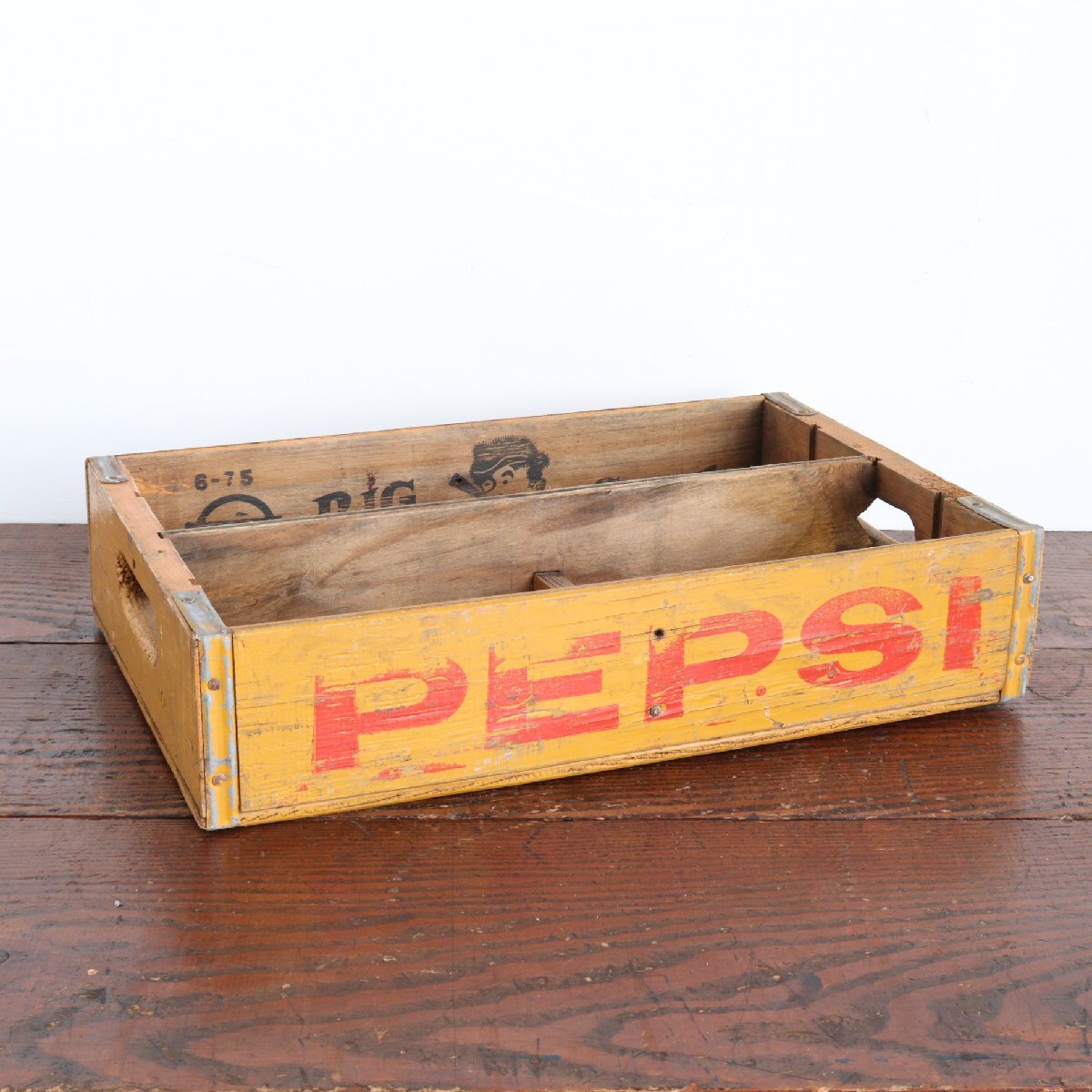 70s PEPSI ヴィンテージ 木箱/アメリカ ウッドボックス ペプシ ディスプレイ 運搬箱什器 キャンプ アウトドア ジャンク品/602-20-23-490拍卖