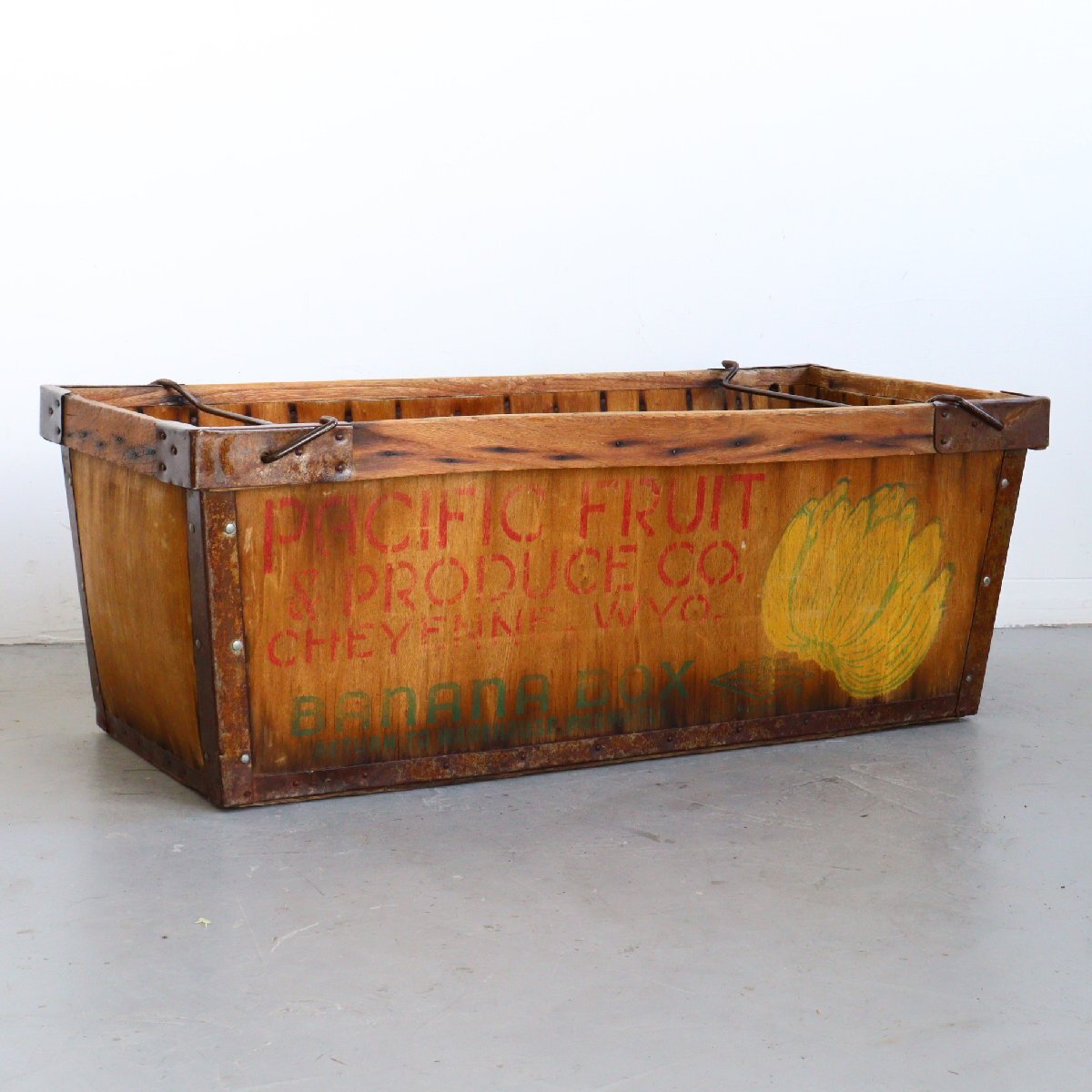 50s ヴィンテージ バナナ ウッドボックス /木箱 運搬ボックス アメリカ ジャンク品 収納 ボックス アンティーク #610-80-154-416拍卖