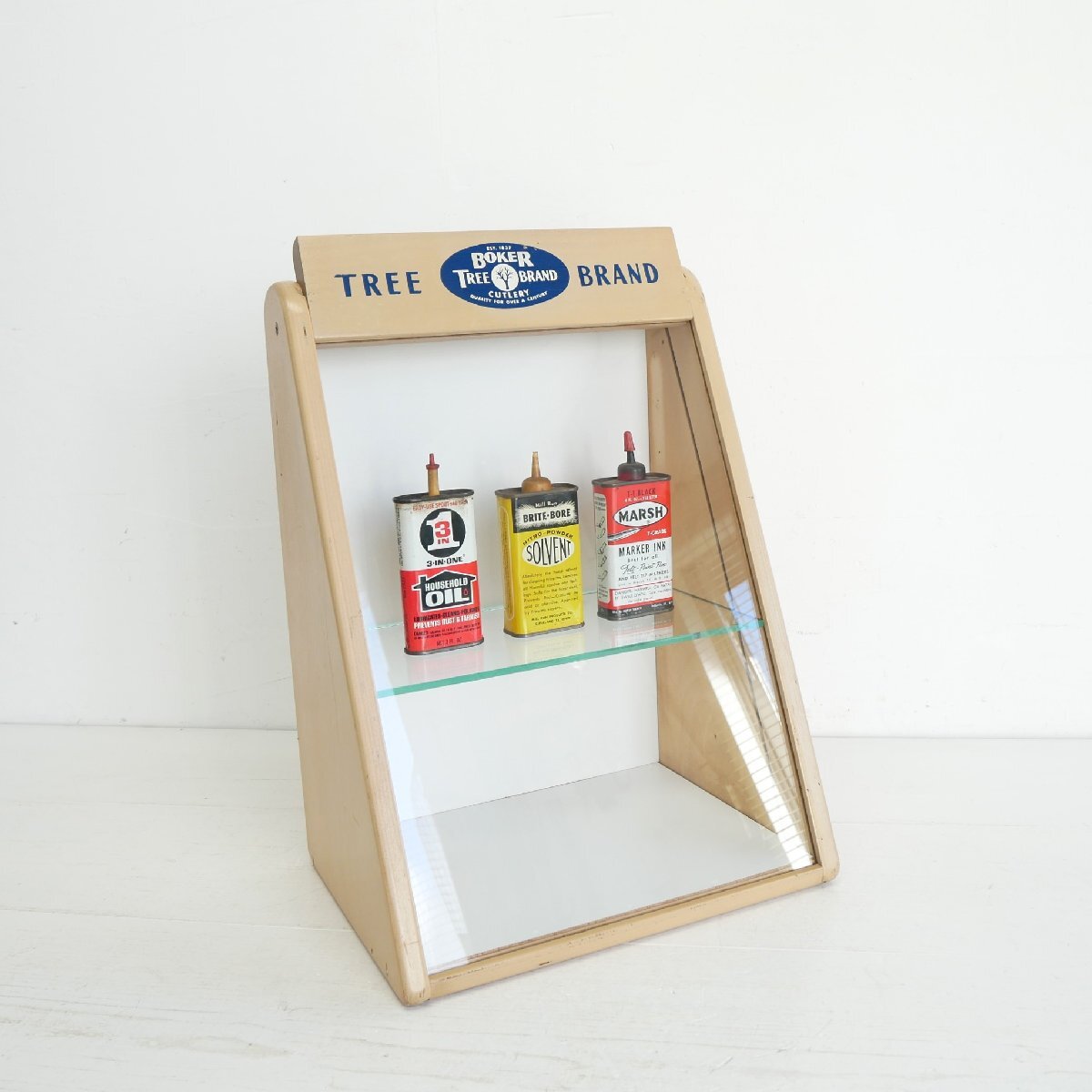 ヴィンテージ ガラス ショーケース BOKER TREE BRAND / アメリカ ディスプレイ 木製 飾り棚 店舗什器 #606-50-039-579拍卖