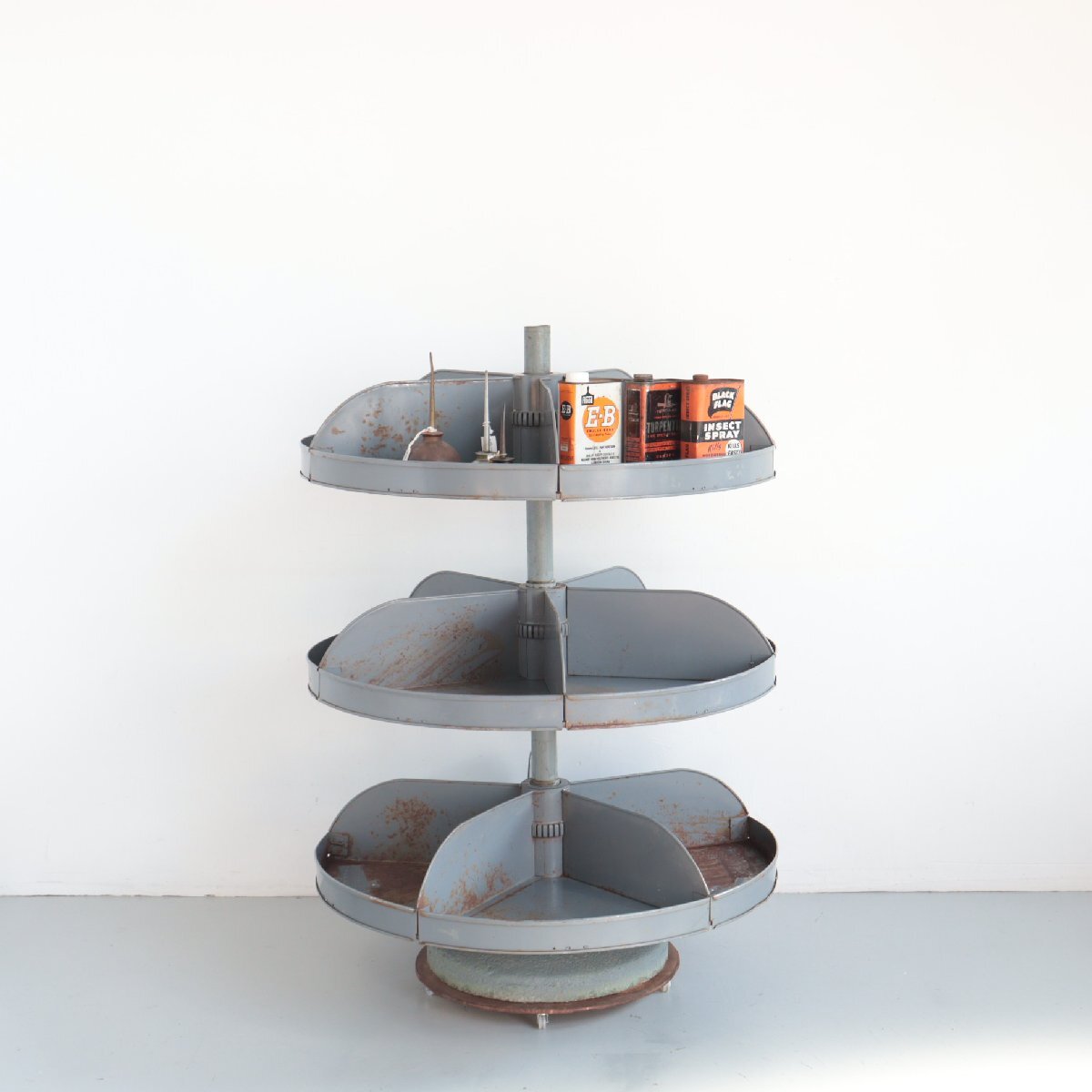 60s アメリカ ヴィンテージ 円形ツールラック / USA サークル インダストリアル キャビネット メタル 店舗什器 工場 ガレージ #502-234-54拍卖