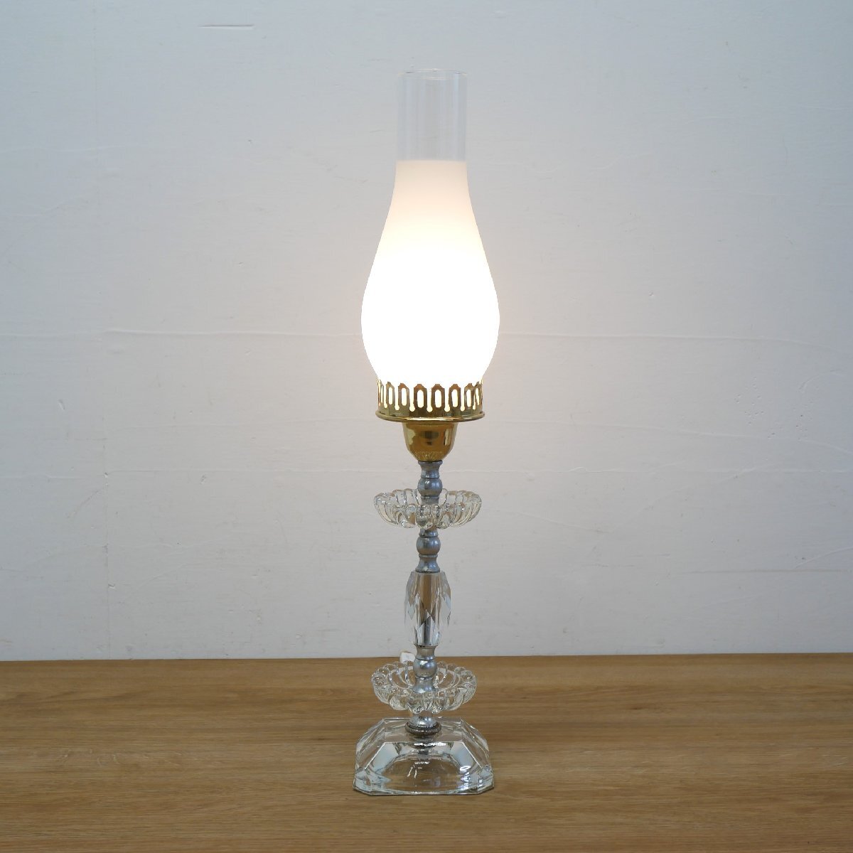 アメリカ ヴィンテージ テーブルランプ / オイルランプ風 クリアガラス 照明 インテリア小物 ディスプレイ雑貨 #606-15-197-607拍卖