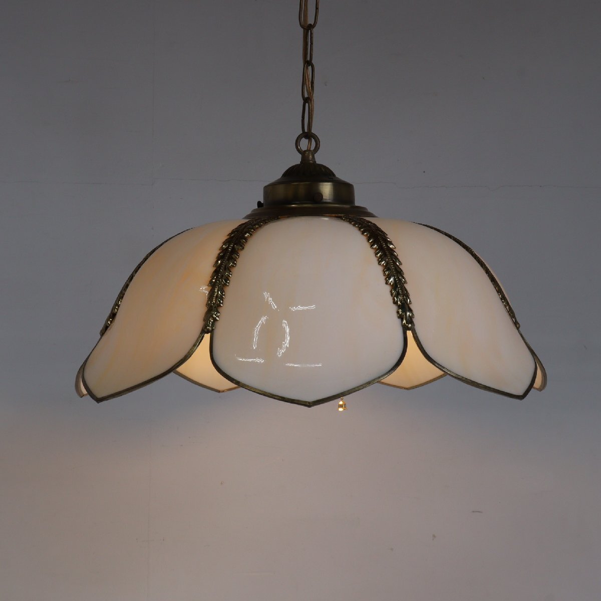 60s 70s ヴィンテージ スラグガラス ペンダントライト / アメリカ USA アンティーク 吊り下げランプ カフェ 照明#510-60-16-246拍卖