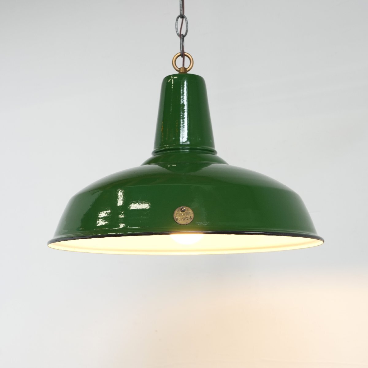 ホーローシェード ペンダントランプ/琺瑯 ヴィンテージ インダストリアル 工場 吊り下げ照明 ガレージ ライト#705-10-55-628拍卖