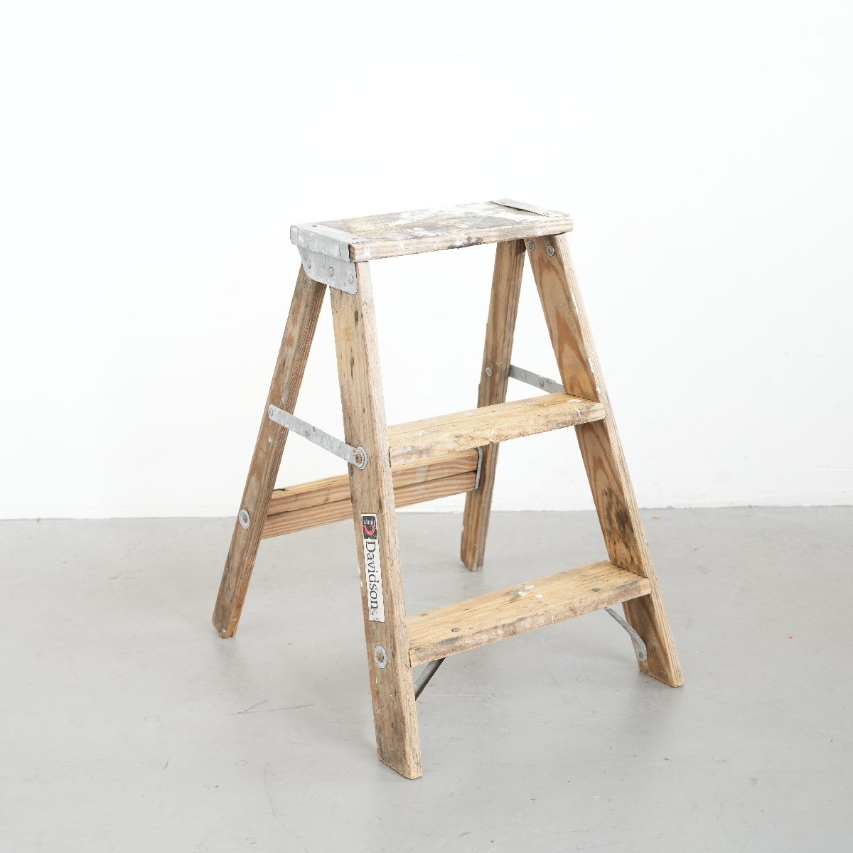 アメリカ ヴィンテージ 3段 脚立 / 木製ラダー stepladder ディスプレイ 店舗什器 ガーデニング アンティーク 雑貨#705-15-116-652拍卖