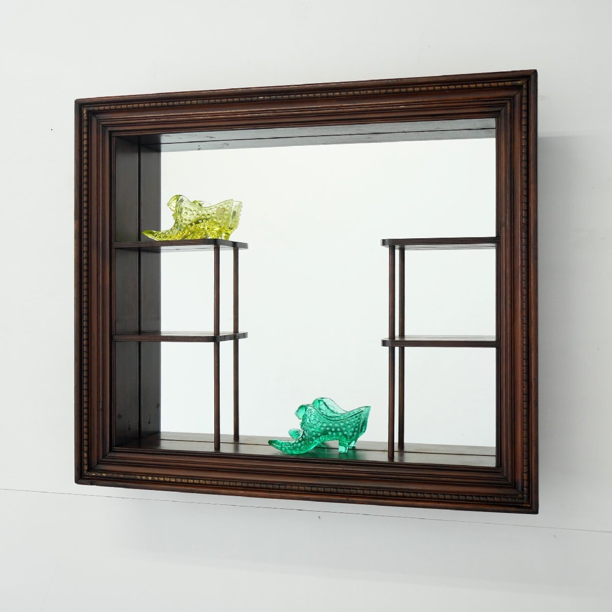 50s 60s アメリカ 木製 壁掛けラック / ミッドセンチュリー シャドーボックス 飾り棚 シェルフ 店舗什器 #705-20-79-114拍卖