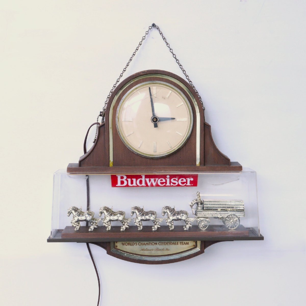 Budweiser Clydesdale ライトサイン 時計/バドワイザー クライズデール アドバタイジング 看板 照明 壁掛け #610-50-8-626拍卖