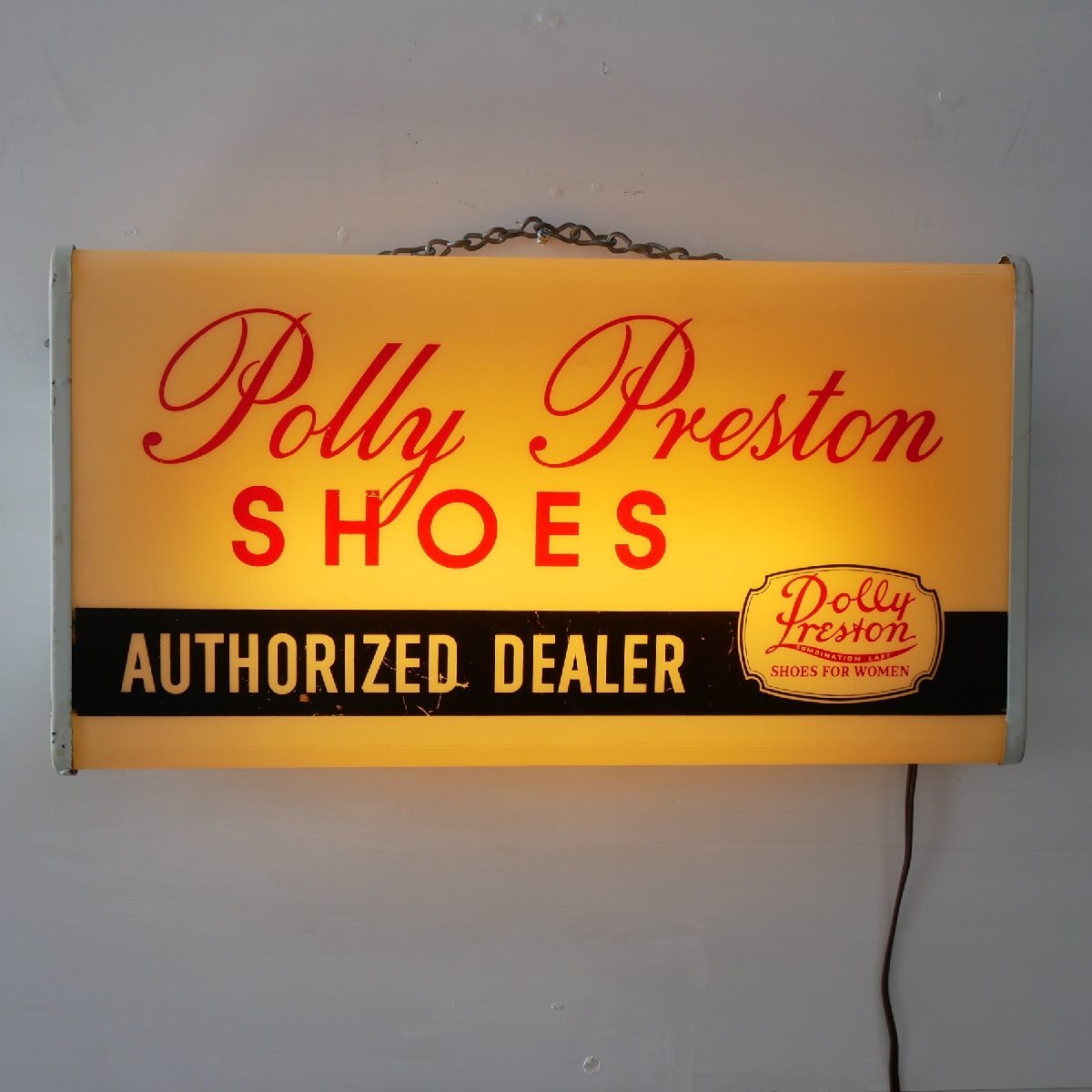30s 40s ヴィンテージ アドバタイジング ライト付き看板 / アメリカ シューズメーカー サイン Polly Preston SHOES #702-165-273-55拍卖
