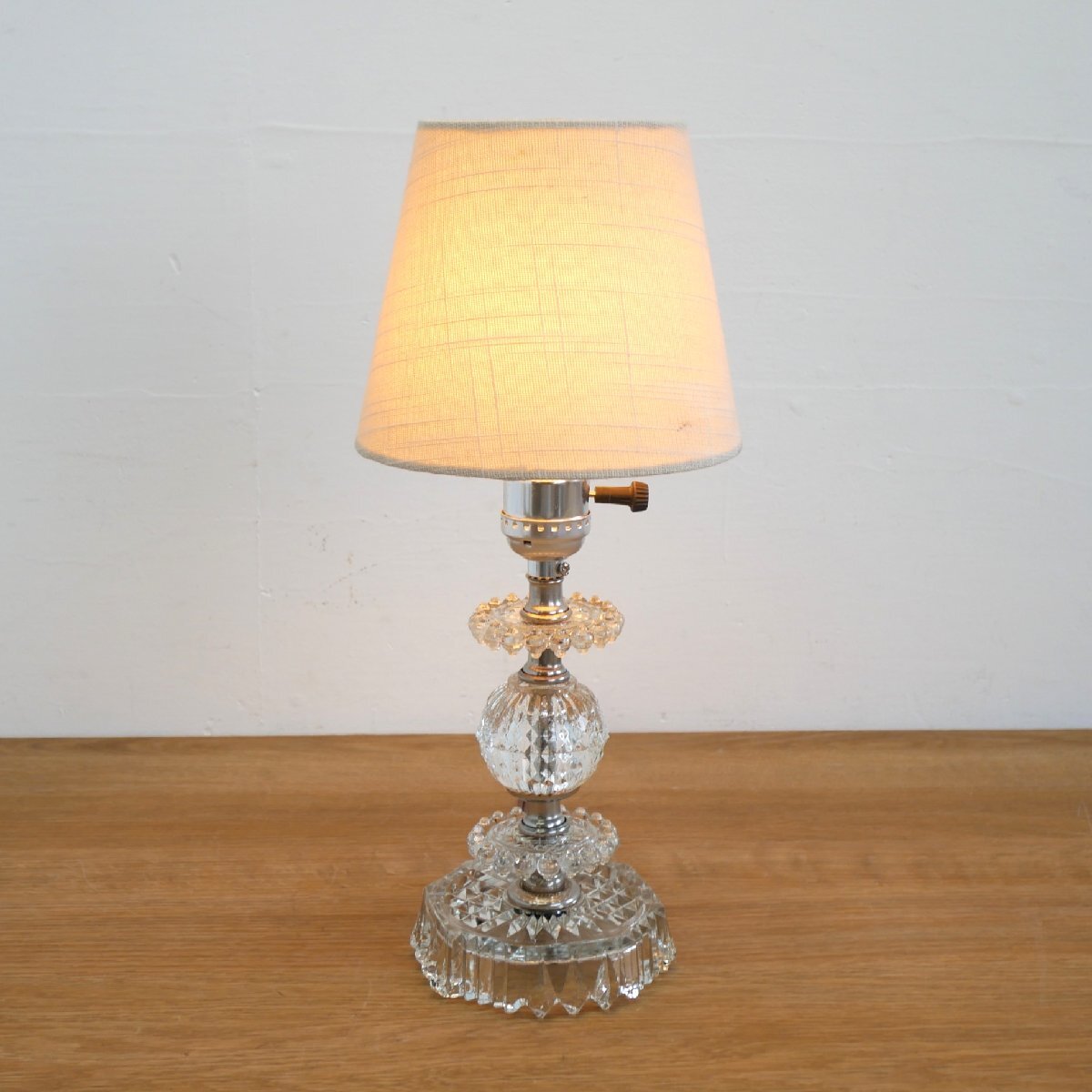 70s クリスタルガラス調 ヴィンテージ テーブルランプ / アメリカ 卓上 エレガント アンティーク照明 #705-13-221-784拍卖