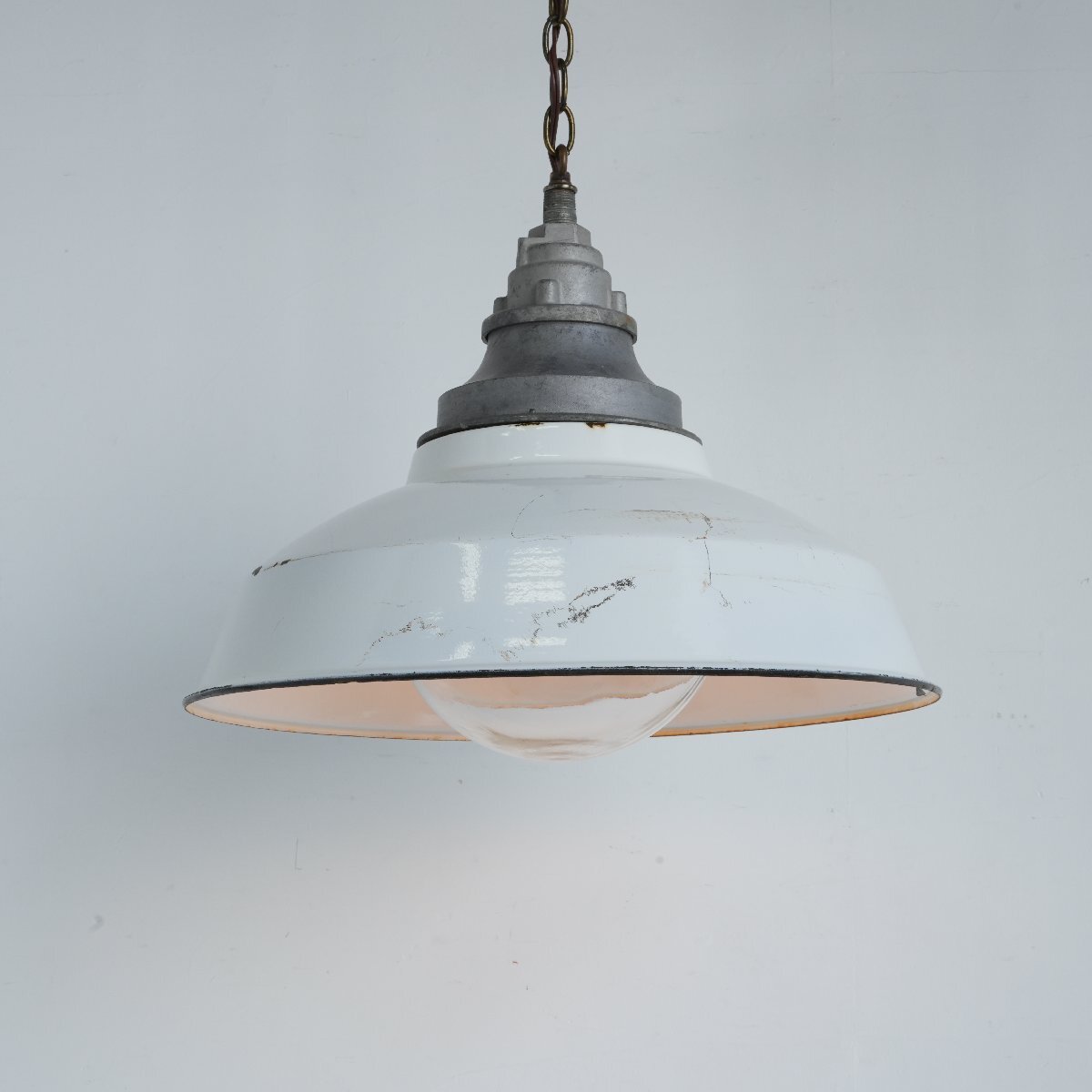 50s 60s QUAD ホーローシェード ペンダントランプ/琺瑯 ヴィンテージ インダストリアル 吊り下げ照明 ガレージ ライト#705-80-62-793拍卖