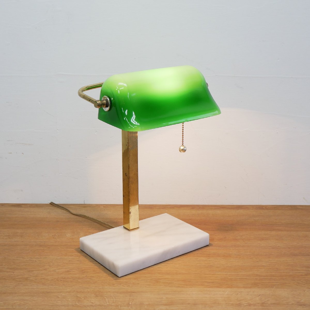 80s ヴィンテージ バンカーズランプ / アメリカ グリーン ガラスシェード クラシックデザイン 緑 デスクライト 照明 #705-25-315-499拍卖