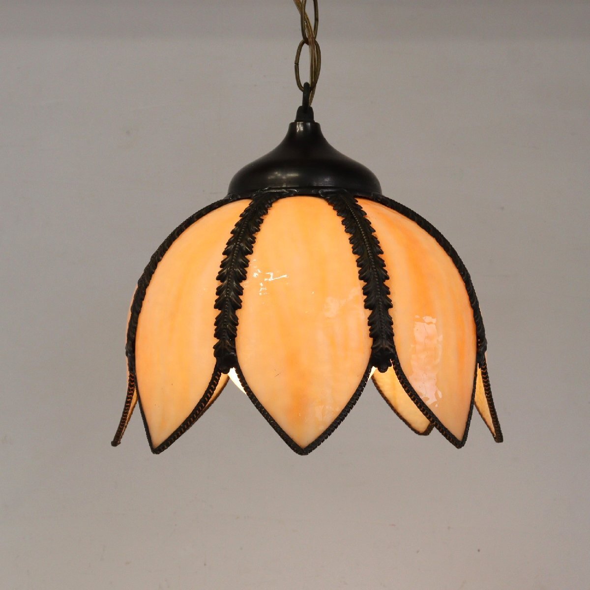 70s フラワーシェード ペンダントランプ/アンティーク ヴィンテージ マーブル 吊り下げランプ 照明 シーリング ライト#510-30-51-538拍卖
