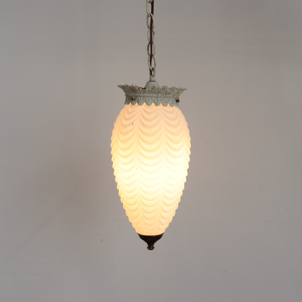 ヴィンテージ ミルクガラス ペンダントライト【#4376】アメリカ アンティーク ホワイト 乳白色 吊り下げランプ カフェ 照明 シーリング USA拍卖