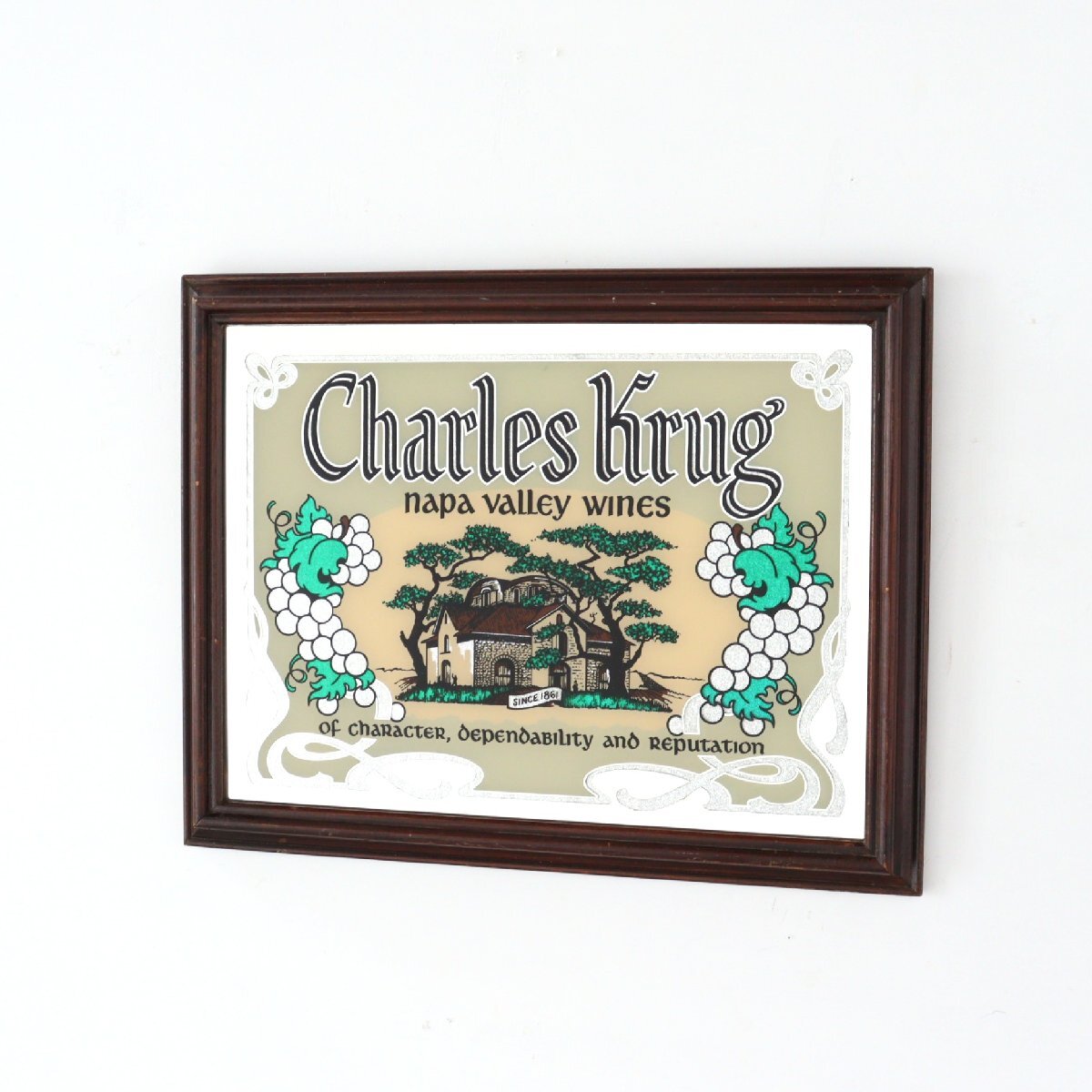 Charles Krug ヴィンテージ パブミラー /カリフォルニア ナパ・バレー ワイン ワイナリー 額装 ディスプレイ #705-15-189-317拍卖