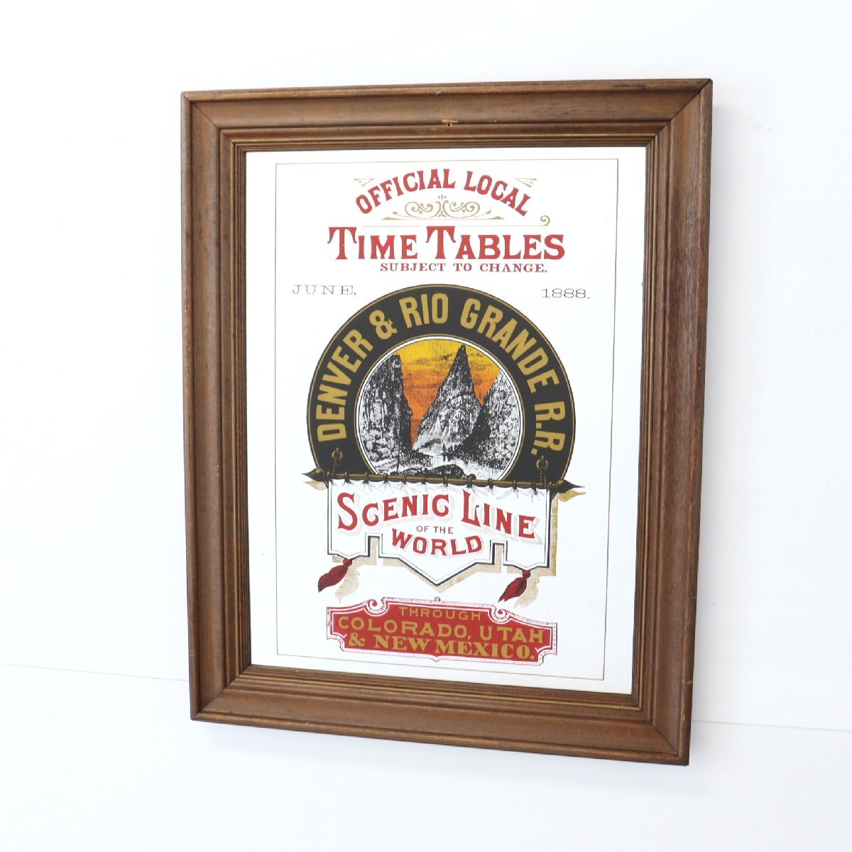DENVER & RIO GRANDE R.R. ヴィンテージ パブミラー /アメリカ 鉄道会社 時刻表 額装 ディスプレイ #705-50-272-314拍卖