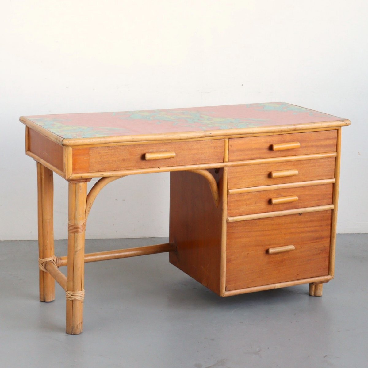 50s ヴィンテージ ハワイアン デスク /トロピカルデコ アメリカ 机 ディスプレイ メキシカン アンティーク #610-240-76-667拍卖