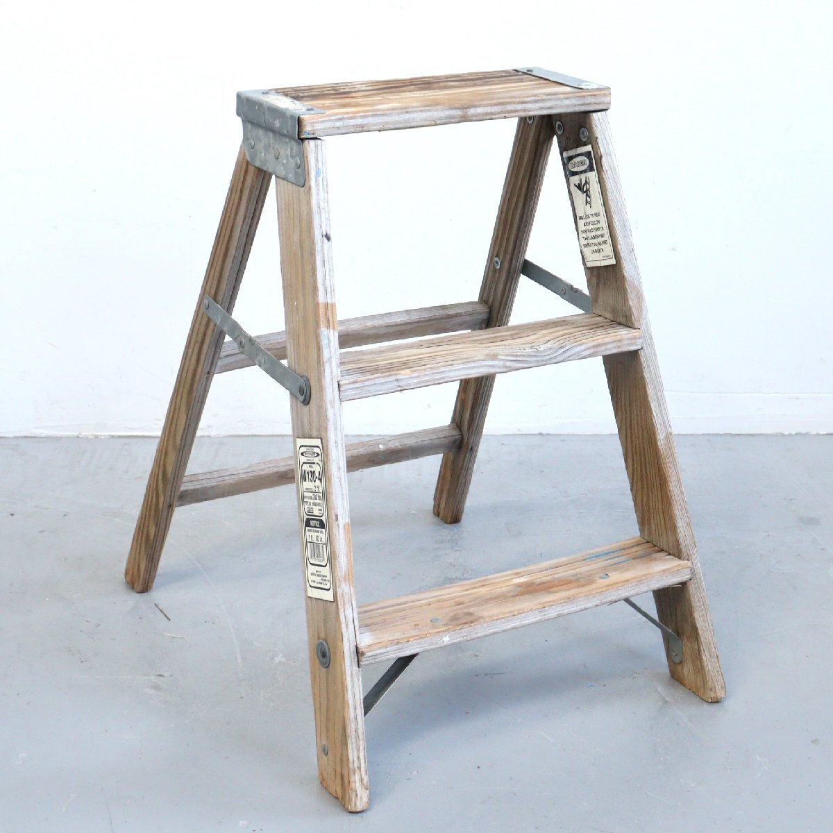 アメリカ ヴィンテージ 3段 脚立 / 木製ラダー stepladder ディスプレイ 店舗什器 ガーデニング アンティーク 雑貨#610-18-197-26拍卖