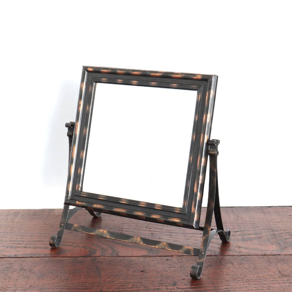 1910~30s ジャパンカラー ミラー【#4637】アメリカ JAPANNED 鏡 立て鏡 USA アンティーク インダストリアル 店舗什器 ディスプレイ拍卖