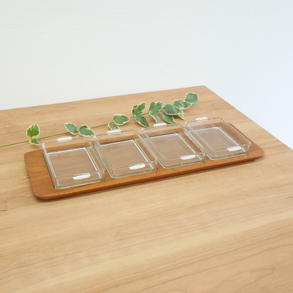60s ヴィンテージ DIGSMED社 デンマーク製 ガラス皿付きトレイ / チーク材 食器 ミッドセンチュリー キッチン雑貨 #705-40-137-710拍卖