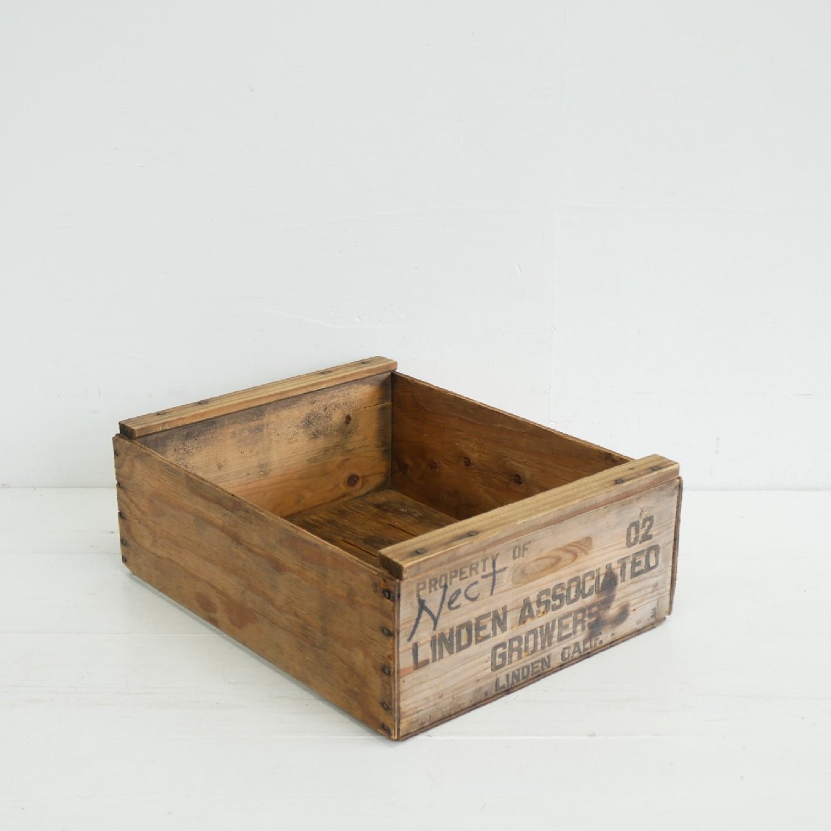 LINDEN 農産物 ヴィンテージ木箱 / アメリカ リンデン アソシエイテッド グロワーズ WOOD BOX 店舗什器 ディスプレイ小物 #702-30-178-312拍卖