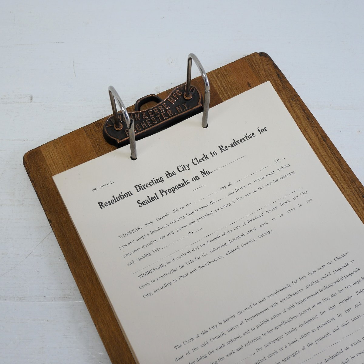 アンティーク 2つ穴 ファイルバインダー / アメリカ YAWMAN & ERBE MFG ヤウマン オフィス メニューボード 書類付き #610-25-344-548拍卖