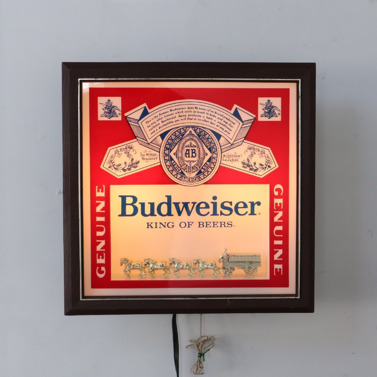 80s ヴィンテージ Budweiser ライトサイン /バドワイザー 看板 照明 店舗什器 ライト 吊り下げ ディスプレイ ランプ #705-45-269-327拍卖