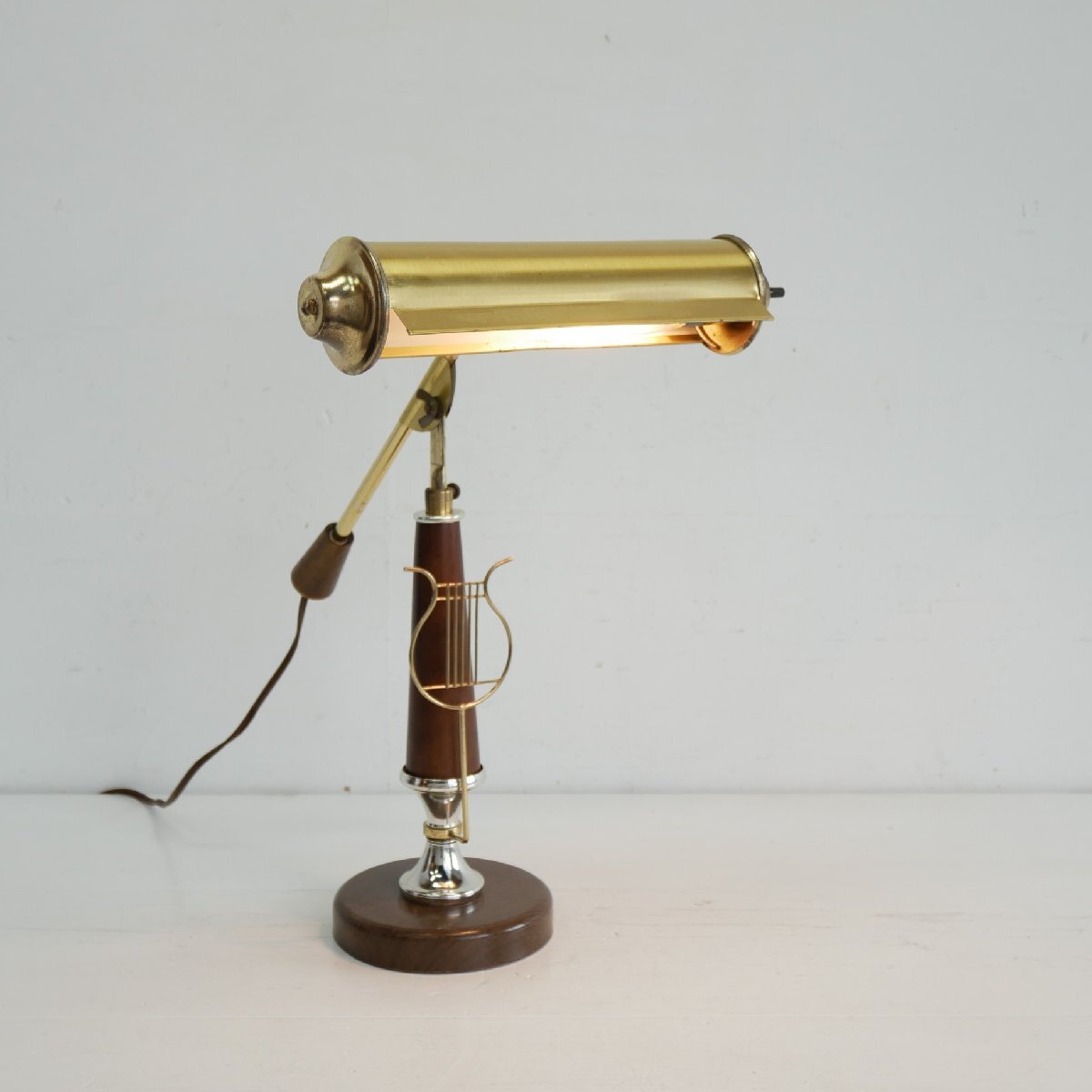 ヴィンテージ ピアノランプ / アメリカ テーブルライト ゴールドカラー 角度調整可 楽譜 スポット照明 #602-40-117-467拍卖