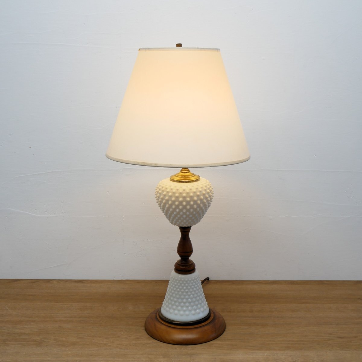 60's フェントン ホブネイル ミルクガラス テーブルランプ / アメリカ ヴィンテージ 照明 #702-40-272-700拍卖