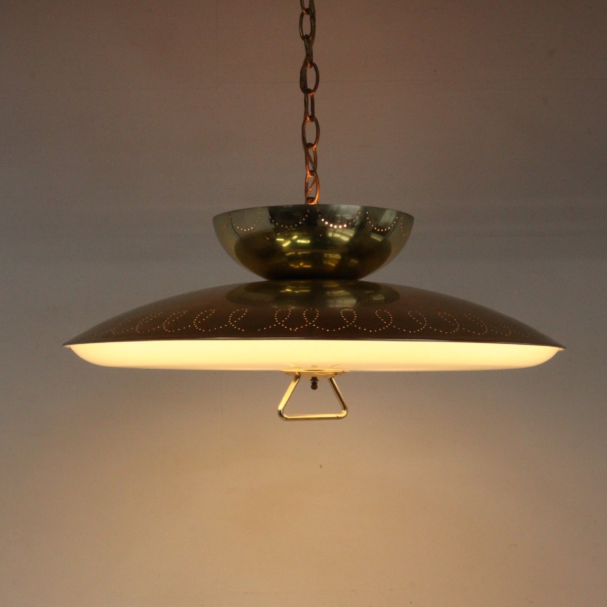50s ヴィンテージ UFOランプ / アメリカ アンティーク ミッドセンチュリー ガラス 吊り下げランプ 照明#510-50-114-359拍卖