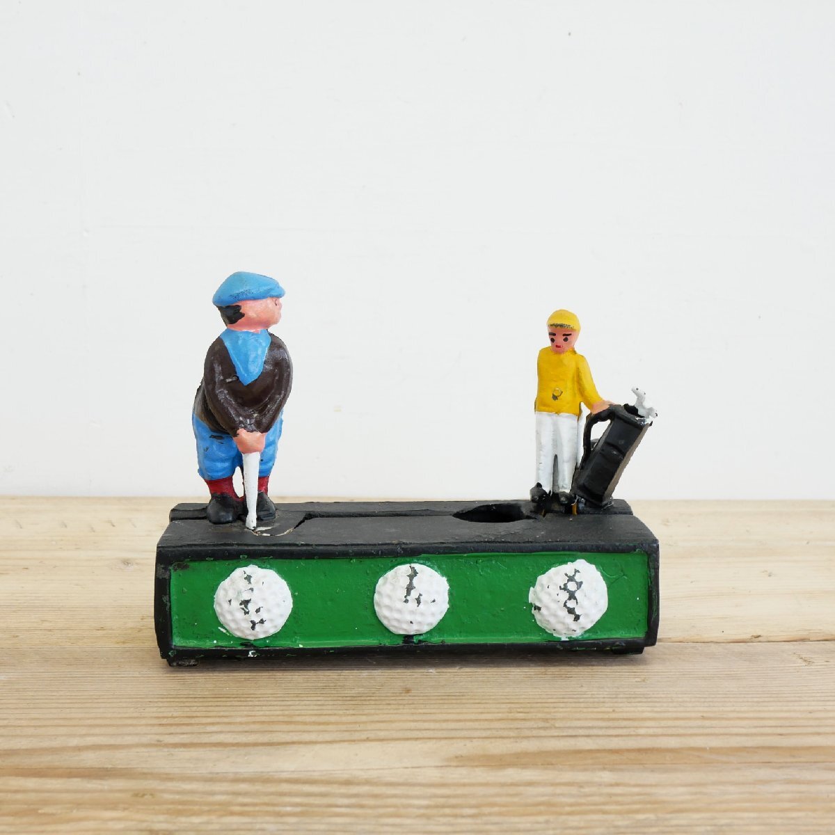 アメリカ ヴィンテージ 貯金箱 ジャンク品 / 鋳鉄製 コインバンク ゴルフ バーディパット バネ式 #510-10-242-400拍卖