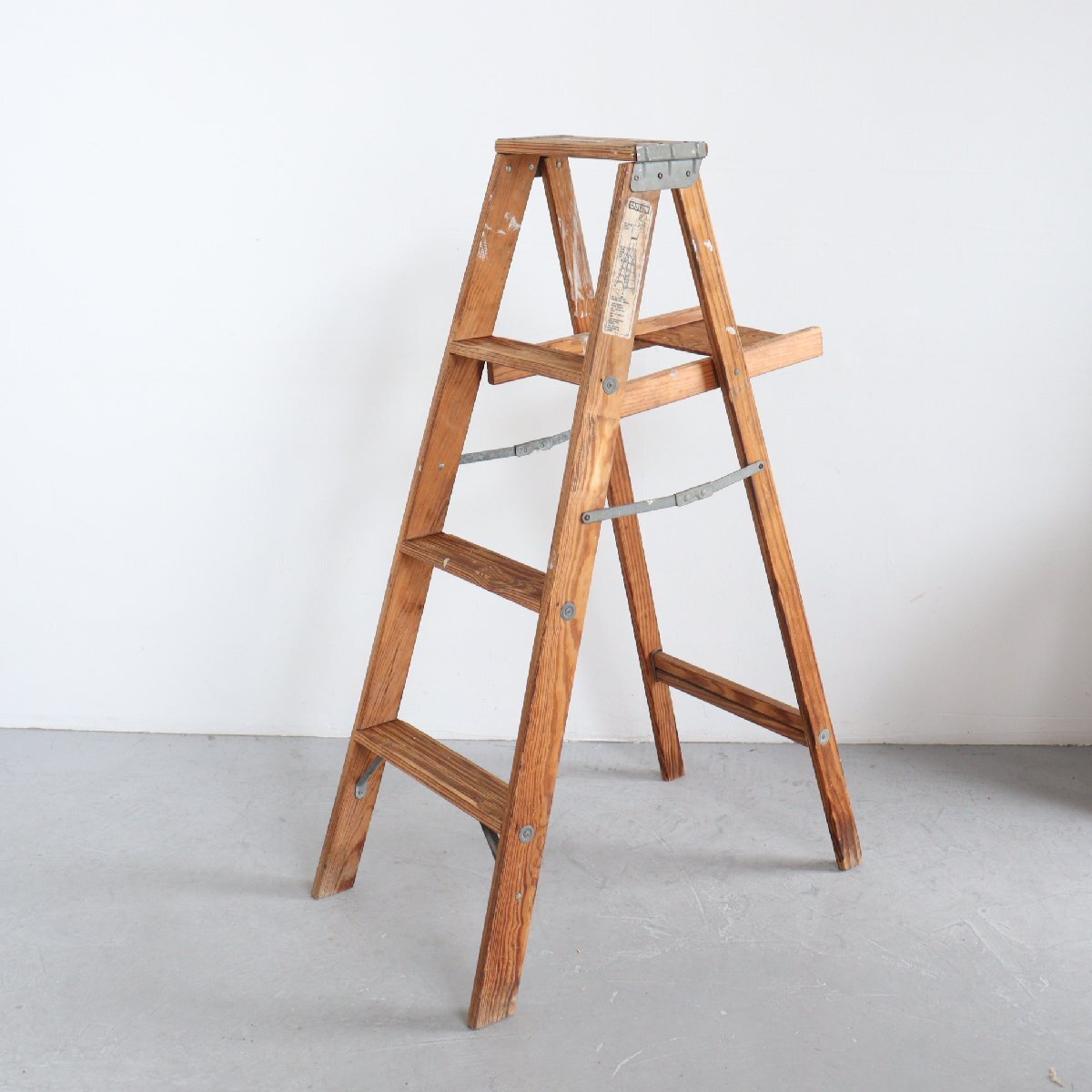 アメリカ ヴィンテージ 4段 脚立 / 木製ラダー stepladder ディスプレイ 店舗什器 ガーデニング アンティーク 雑貨 #606-25-172-14拍卖