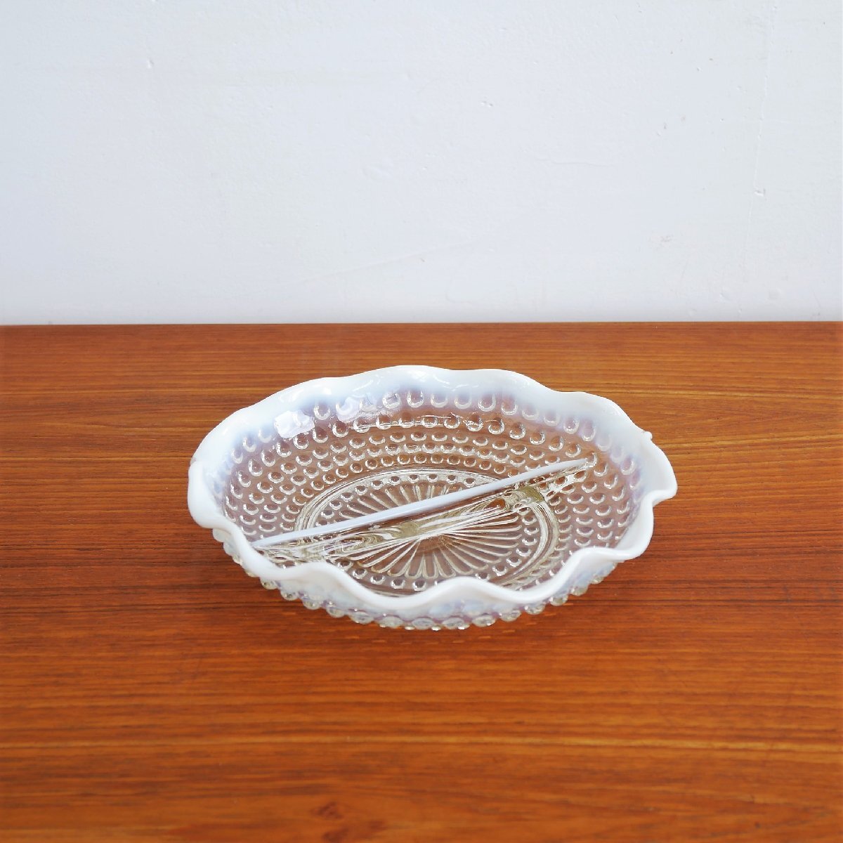 1940's-70's フェントン ホブネイル プレート【#5464】アメリカ Fenton オパールセントガラス アンティーク キッチン拍卖