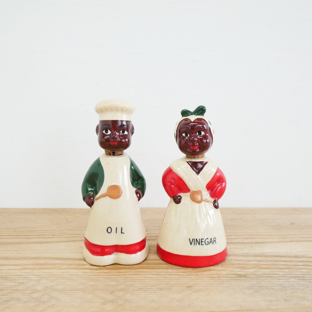 1940's-50's U.S.ヴィンテージ オイル&ビネガー / アメリカ ブラック コレクタブル 陶器製 ソルト&ペッパー キッチン雑貨 #506-039-984拍卖