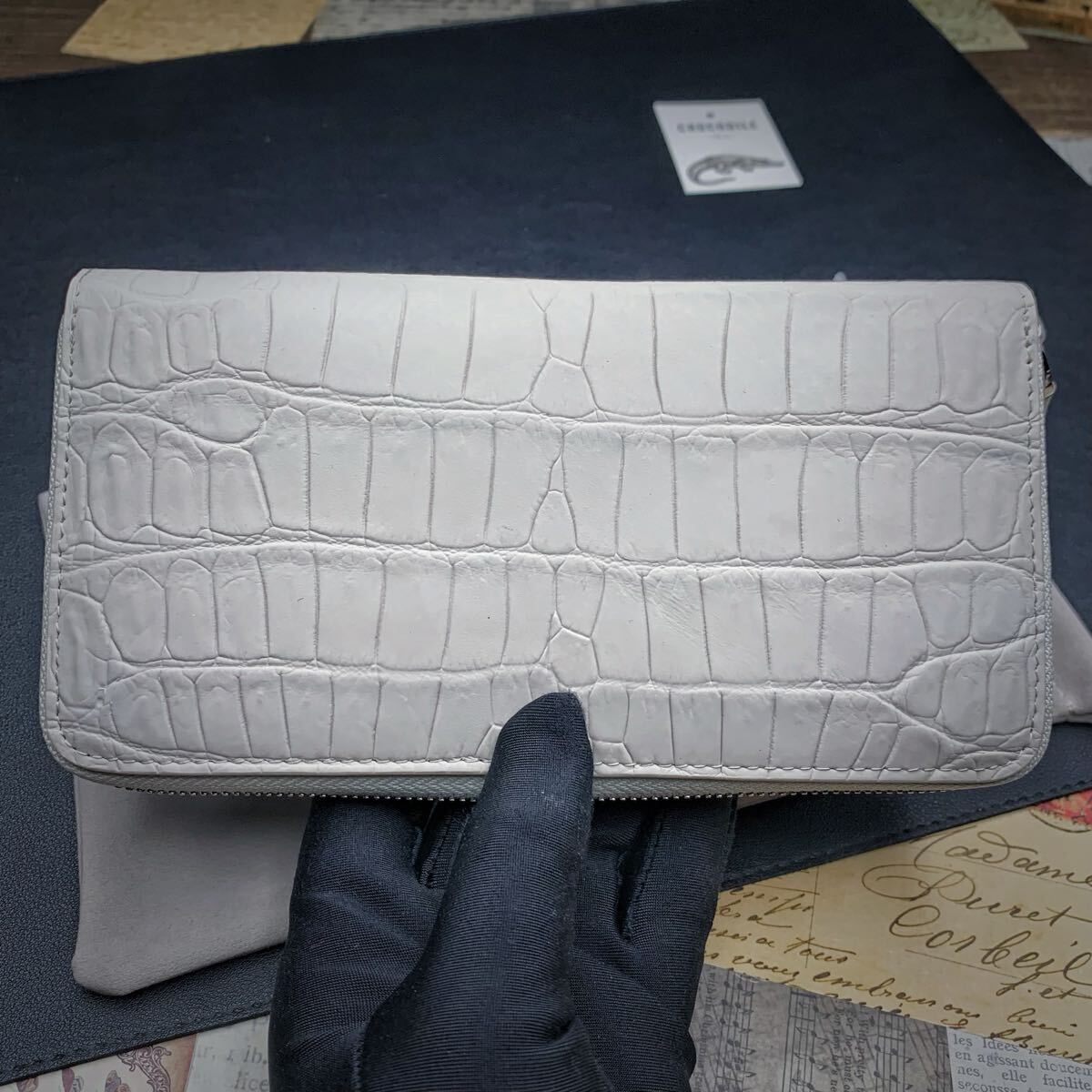 【実物撮影】新品 クロコダイル メンズ 長財布 ラウンドファスナー 未使用 ワニ 鰐 腹革 ウォレットセンター部位 拍卖